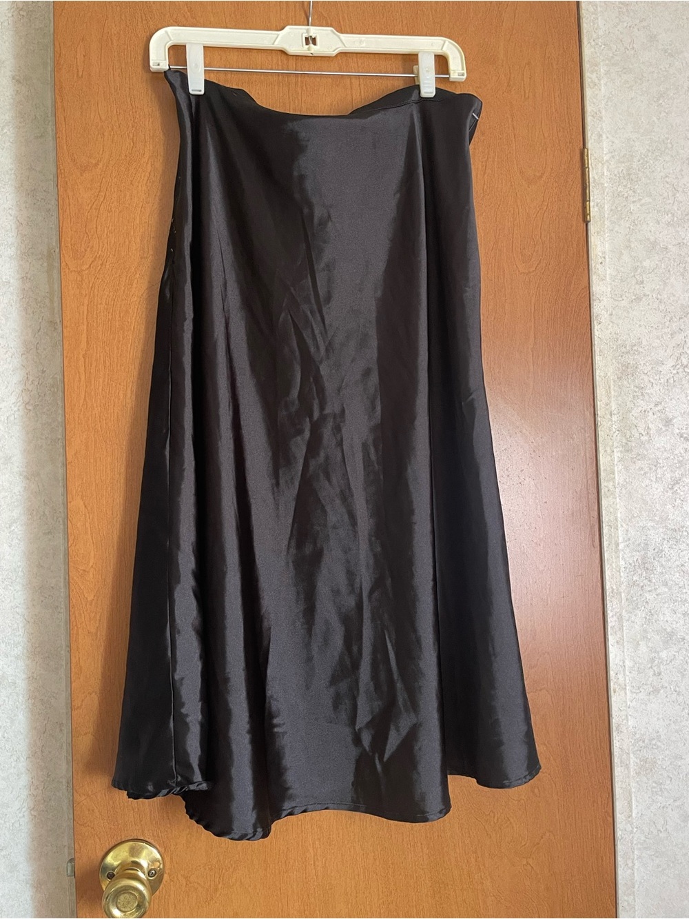 Vintage Black Satin Slip Maxi Skirt Silky Fluid Minimalist